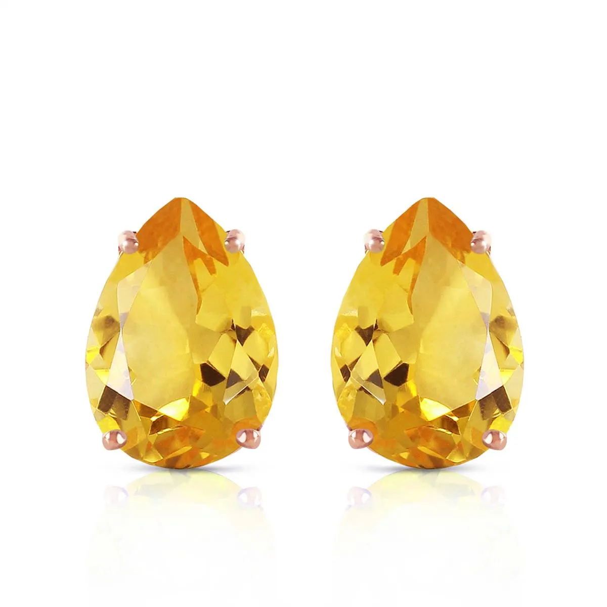 10 Carat 14K Solid Rose Gold Pear Shape Citrine Earrings