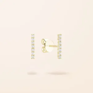 10K Gold Diamond Bar Stud Earrings