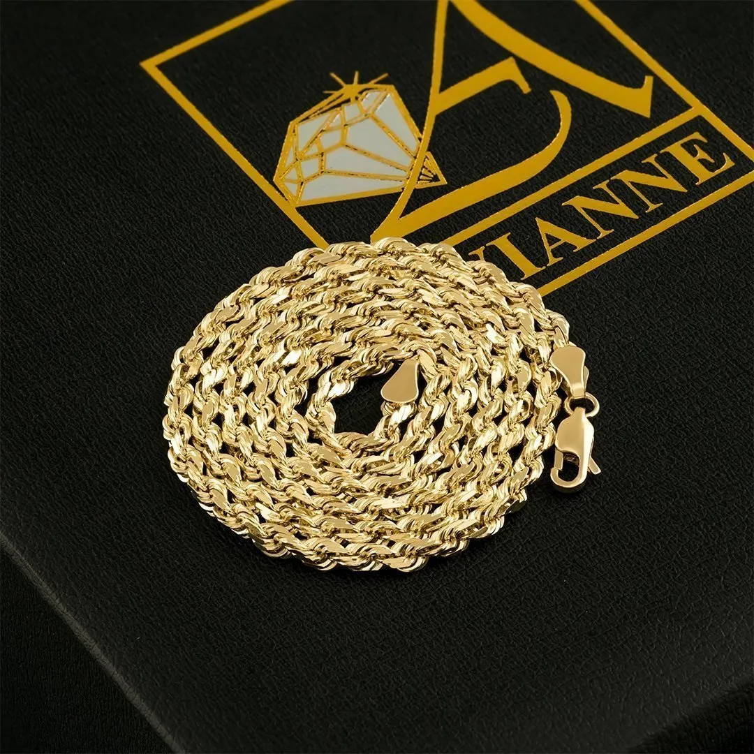 10k Yellow Gold Solid Rope Chain 3 mm