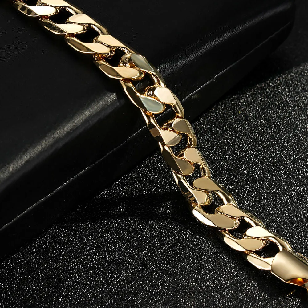 12mm Gold Filled Bonded Cuban Curb Set 8/24 Inches