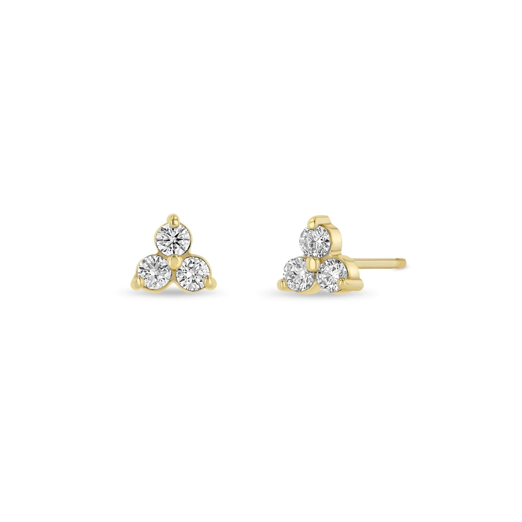 14k Prong Diamond Trio Studs