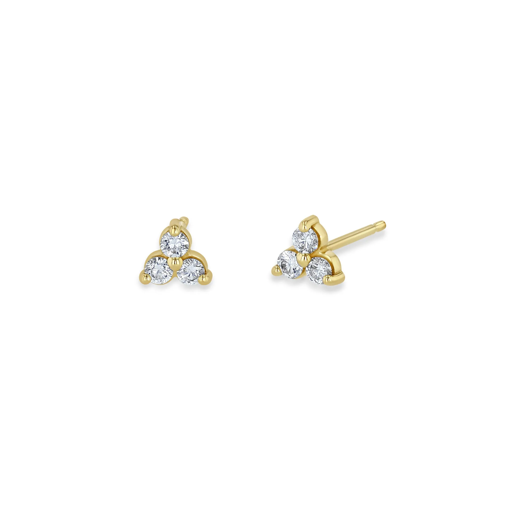 14k Prong Diamond Trio Studs