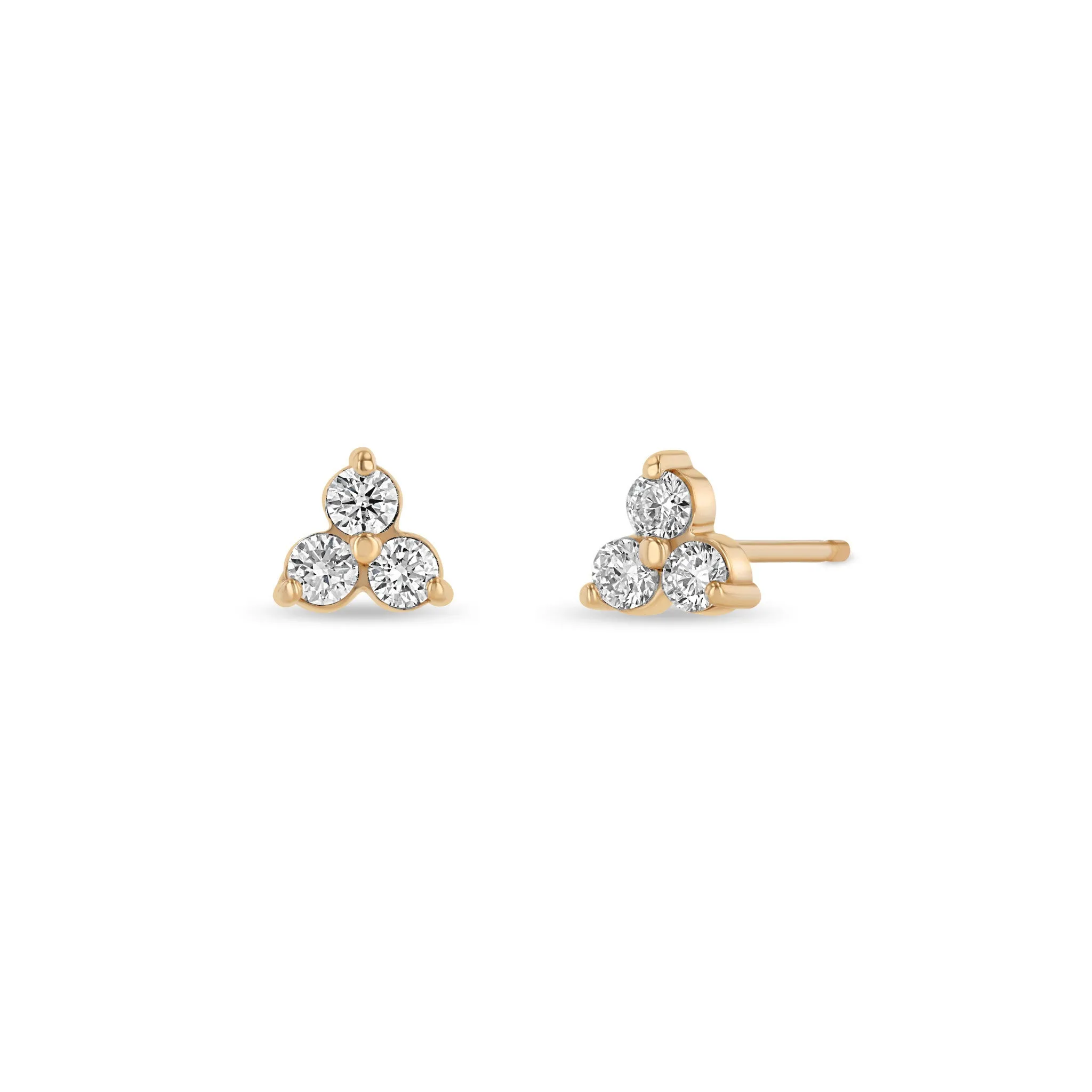 14k Prong Diamond Trio Studs