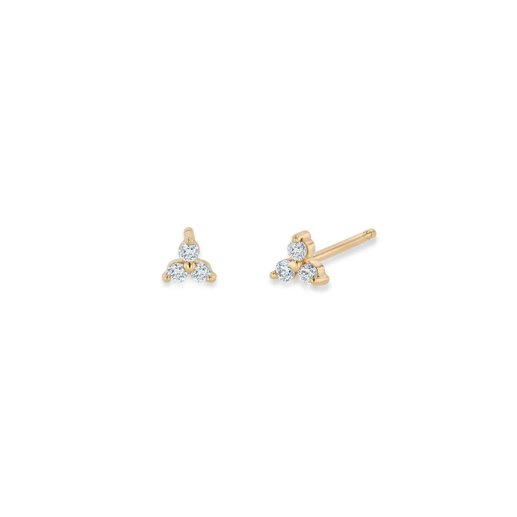 14k Prong Diamond Trio Studs