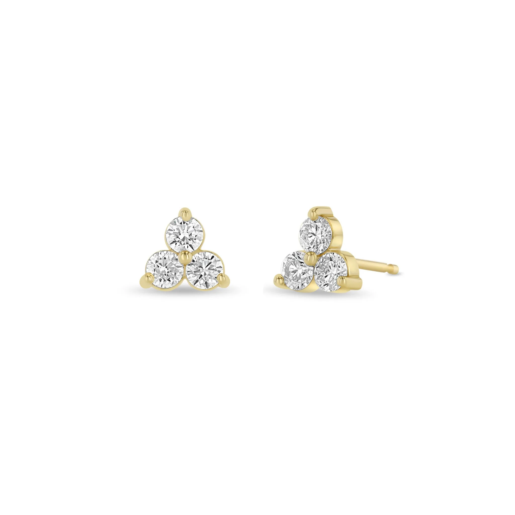 14k Prong Diamond Trio Studs