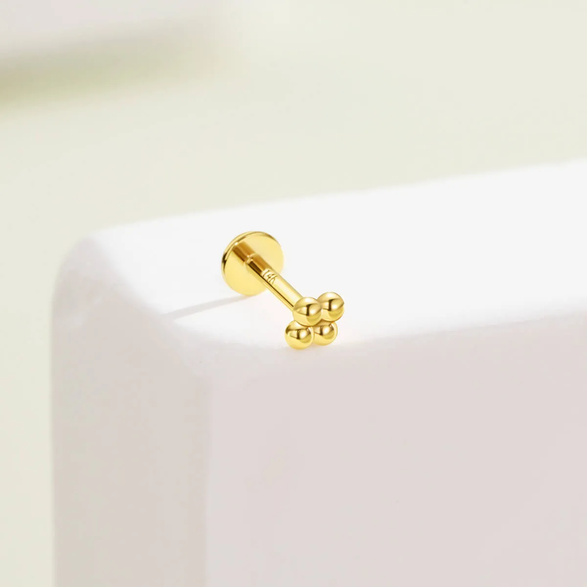 14K Solid Gold Beans Top Cartilage Earring Stud