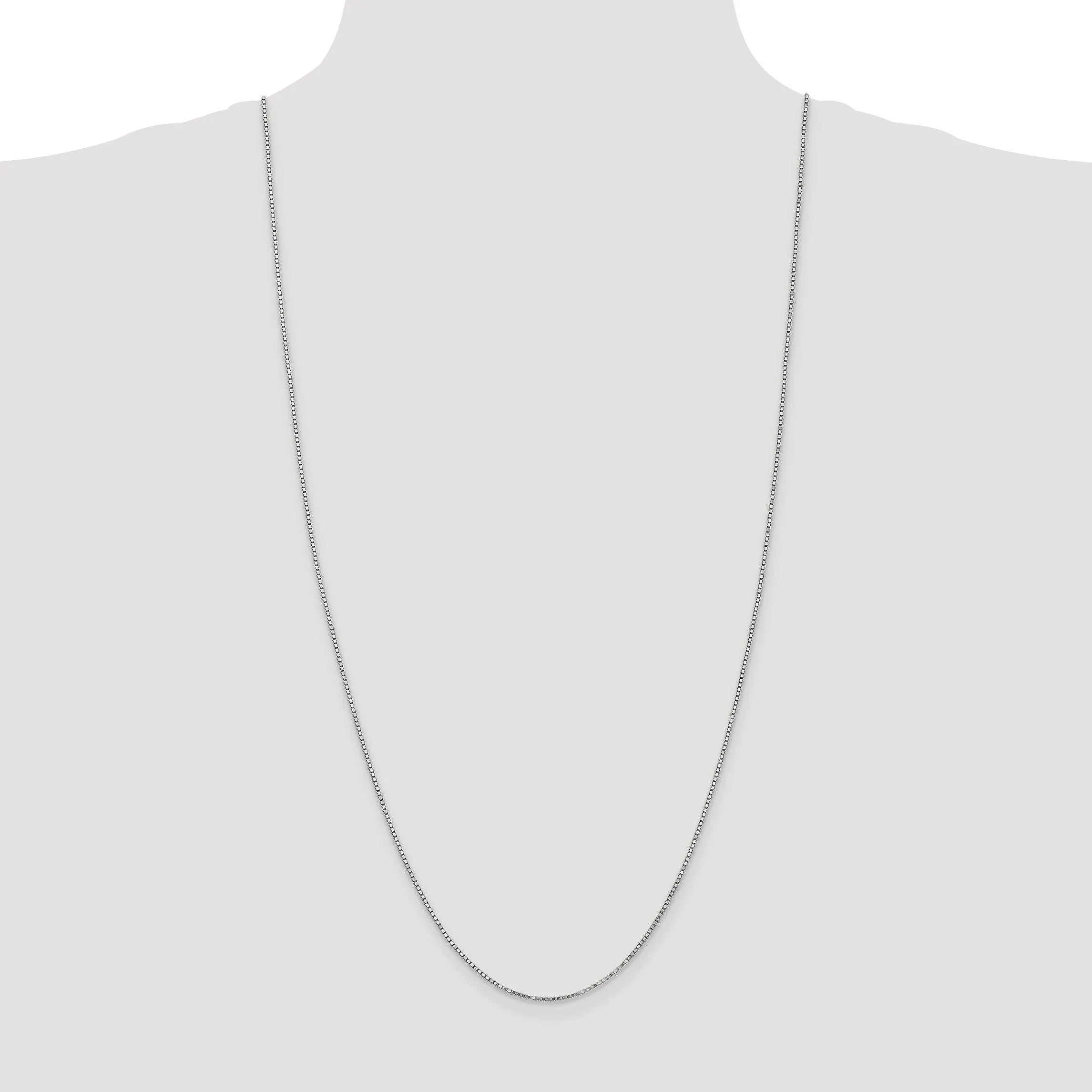 14k White Gold 1.20mm Polished Solid Box Chain