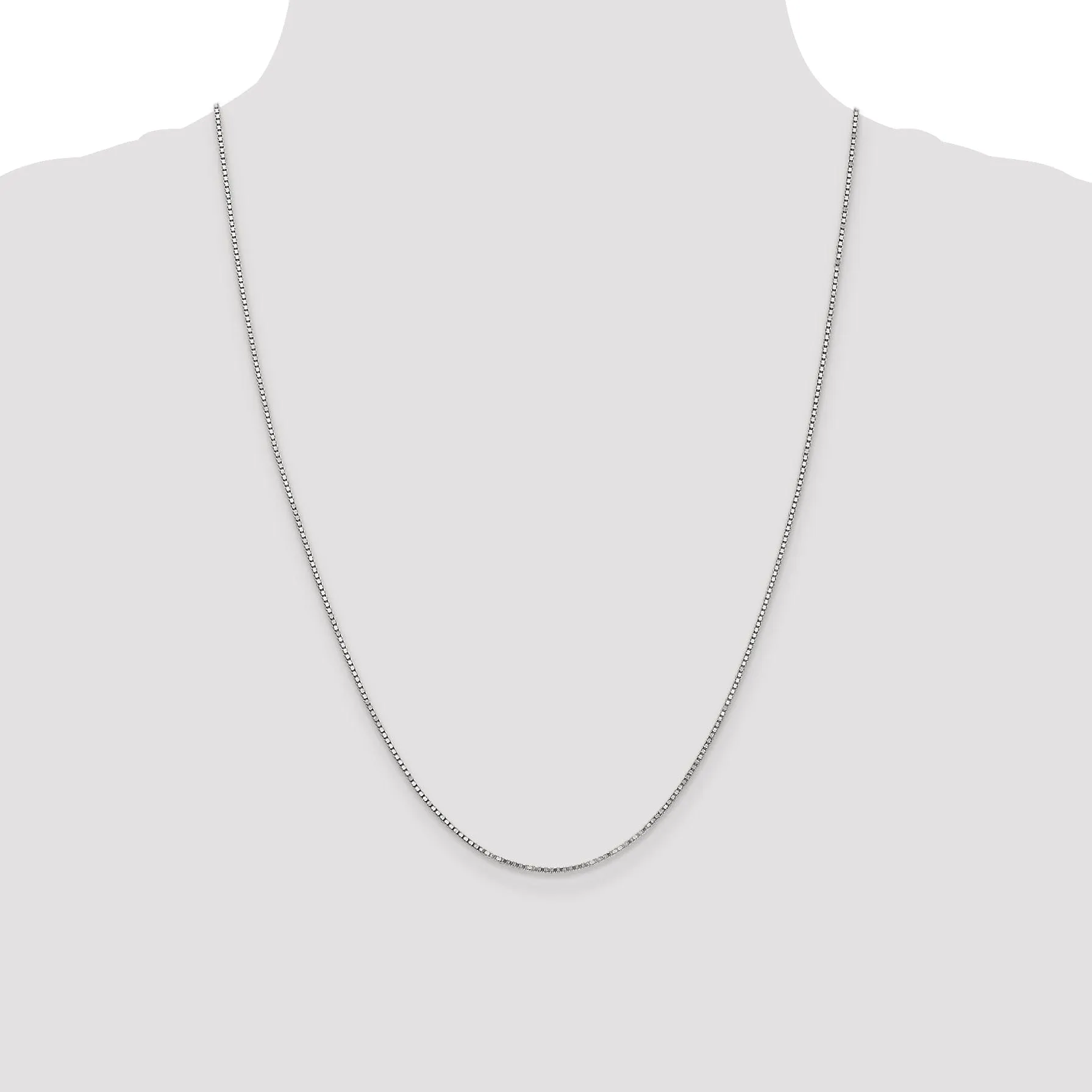 14k White Gold 1.20mm Polished Solid Box Chain