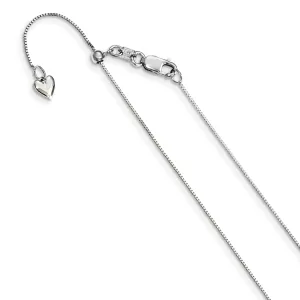 14k White Gold Adjustable .7mm Baby Box Chain