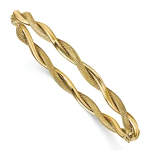 14k Yellow Gold Polished Textured Twist Bangle