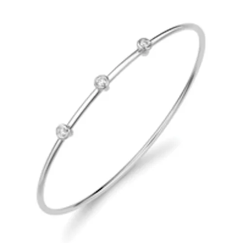 18ct White Gold 3 Stone Diamond Bangle