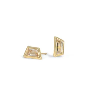 18K Trapezoid Diamond Stud Earrings