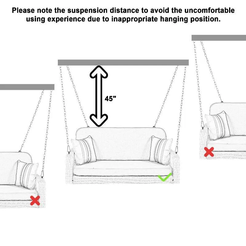 2-Seater Hanging Bench With Chains