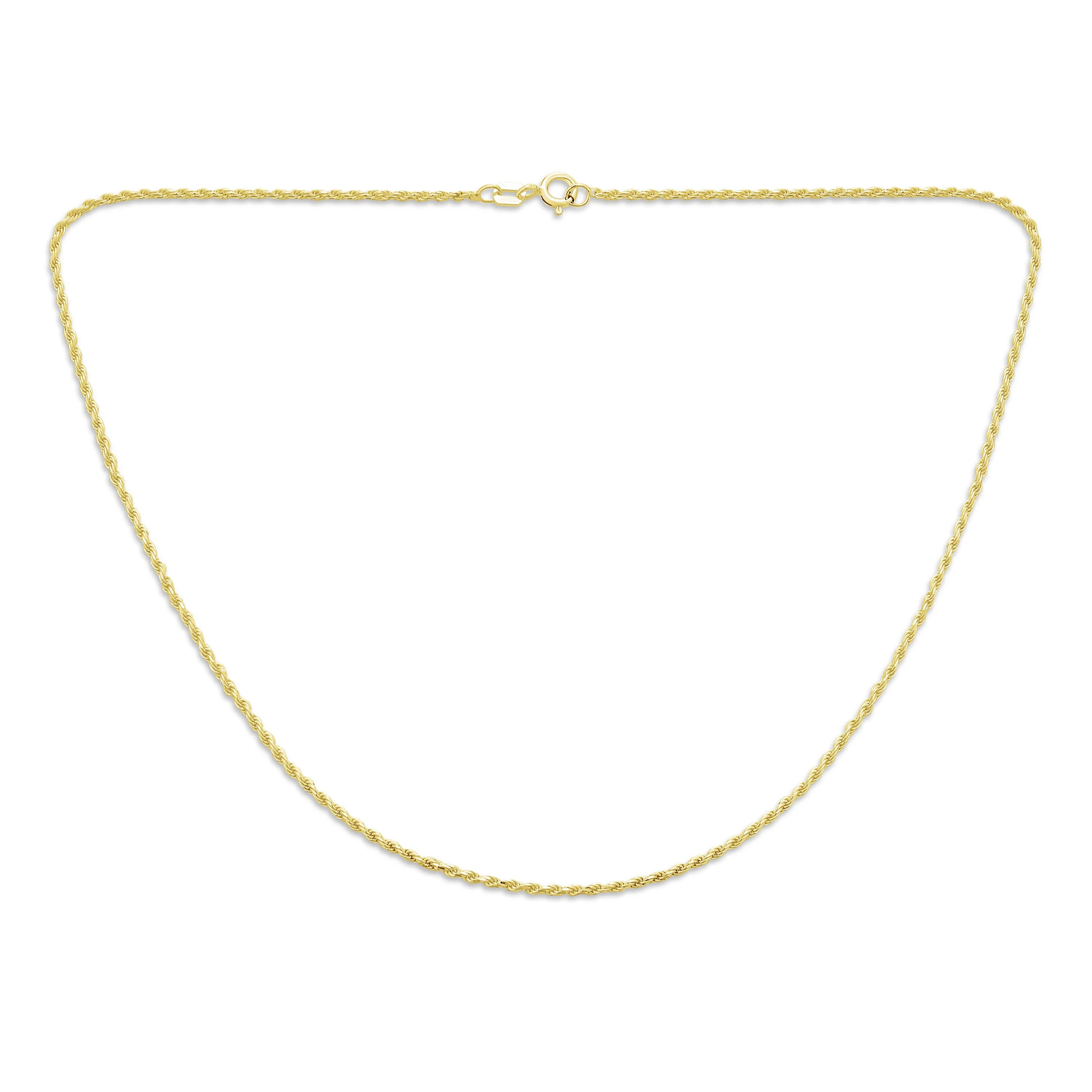 2MM 14K Gold Plated Sterling Silver Rope Chain Necklace Italy 16-24 Inch