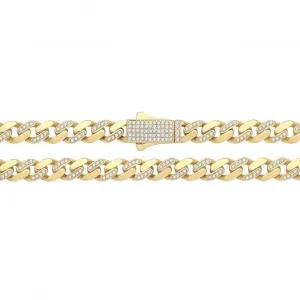 9ct Yellow Gold Cuban Link Chain with Zirconia