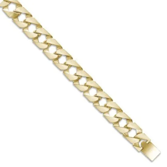 9ct Yellow Gold Solid 16mm 22 Inch Plain Curb Necklace 129.0g