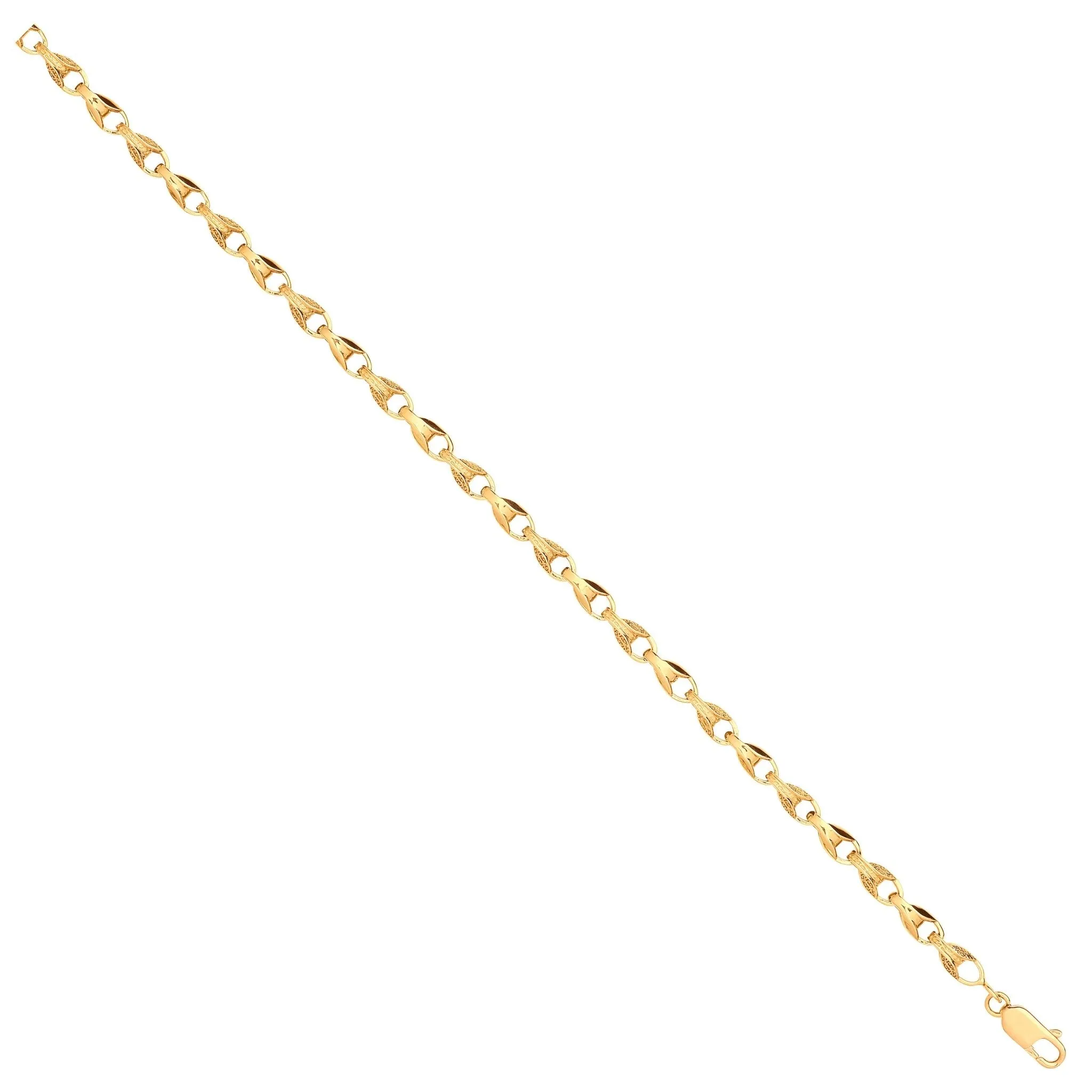 9ct Yellow Gold Solid 5mm 24 Inch Plain & Engraved Tulip Necklace 42.0g