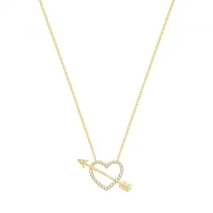 9ct Yellow Gold Zirconia Heart & Arrow Necklet NK400