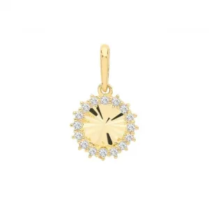 9ct Yellow Gold Zirconia Round Charm PN1143