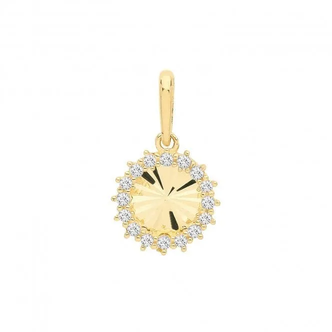 9ct Yellow Gold Zirconia Round Charm PN1143