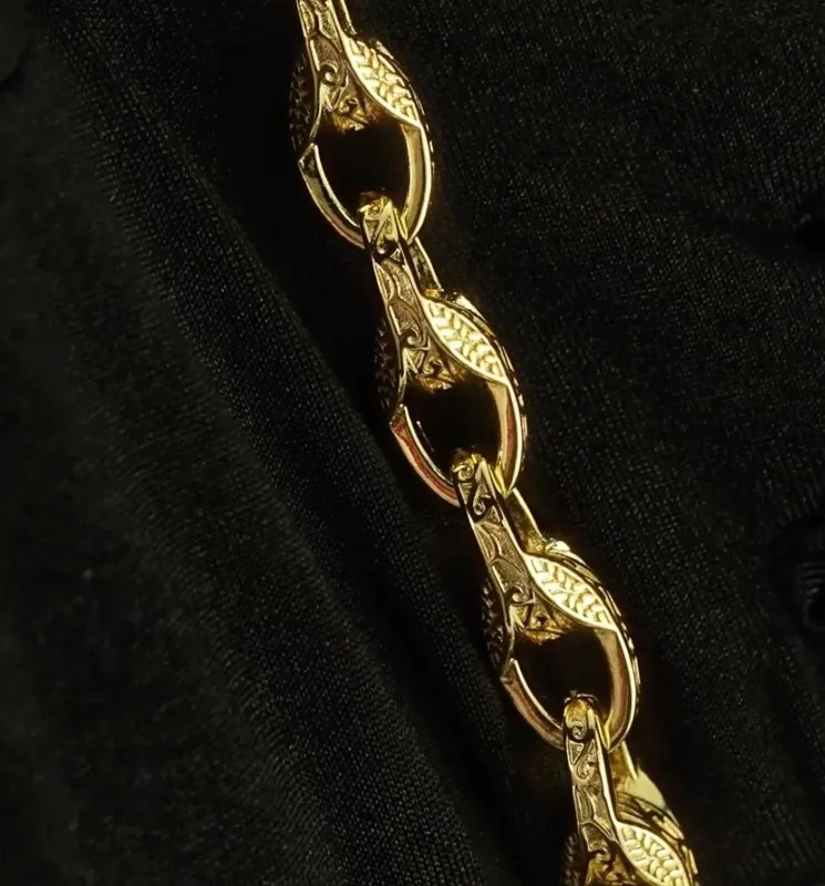 9mm Gold Filled Bonded Patterned Tulip Chain 24 Inches