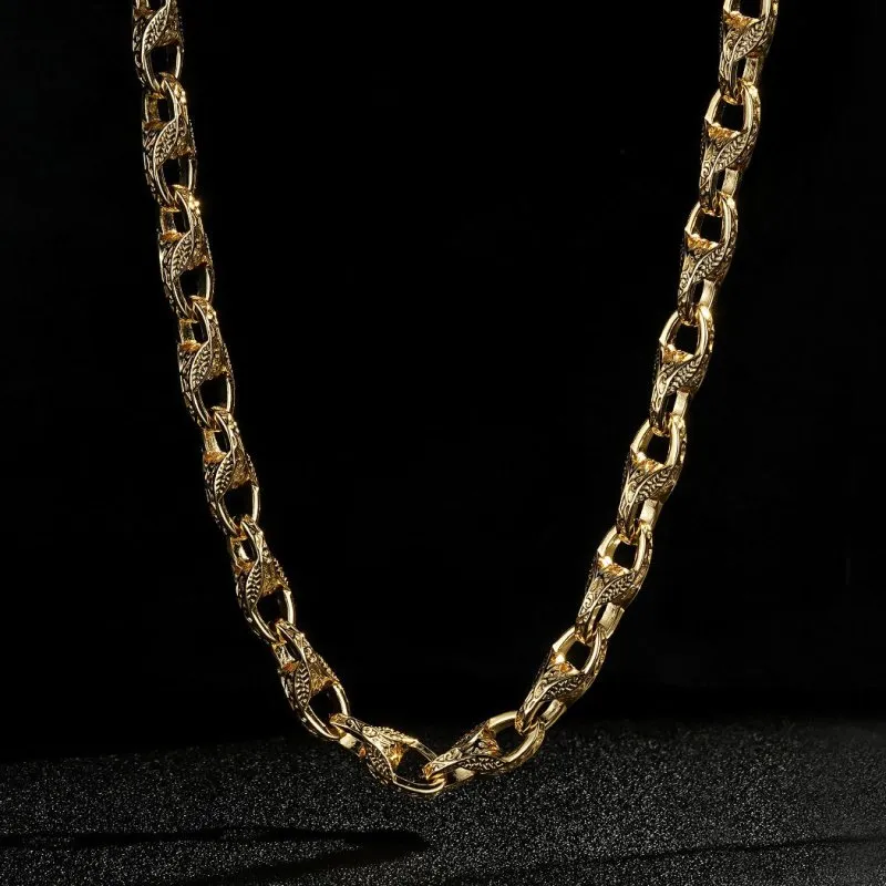 9mm Gold Filled Bonded Patterned Tulip Chain 24 Inches