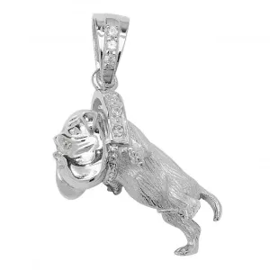 Acotis Silver Bulldog with Zirconia Stones Pendant G6763CZ