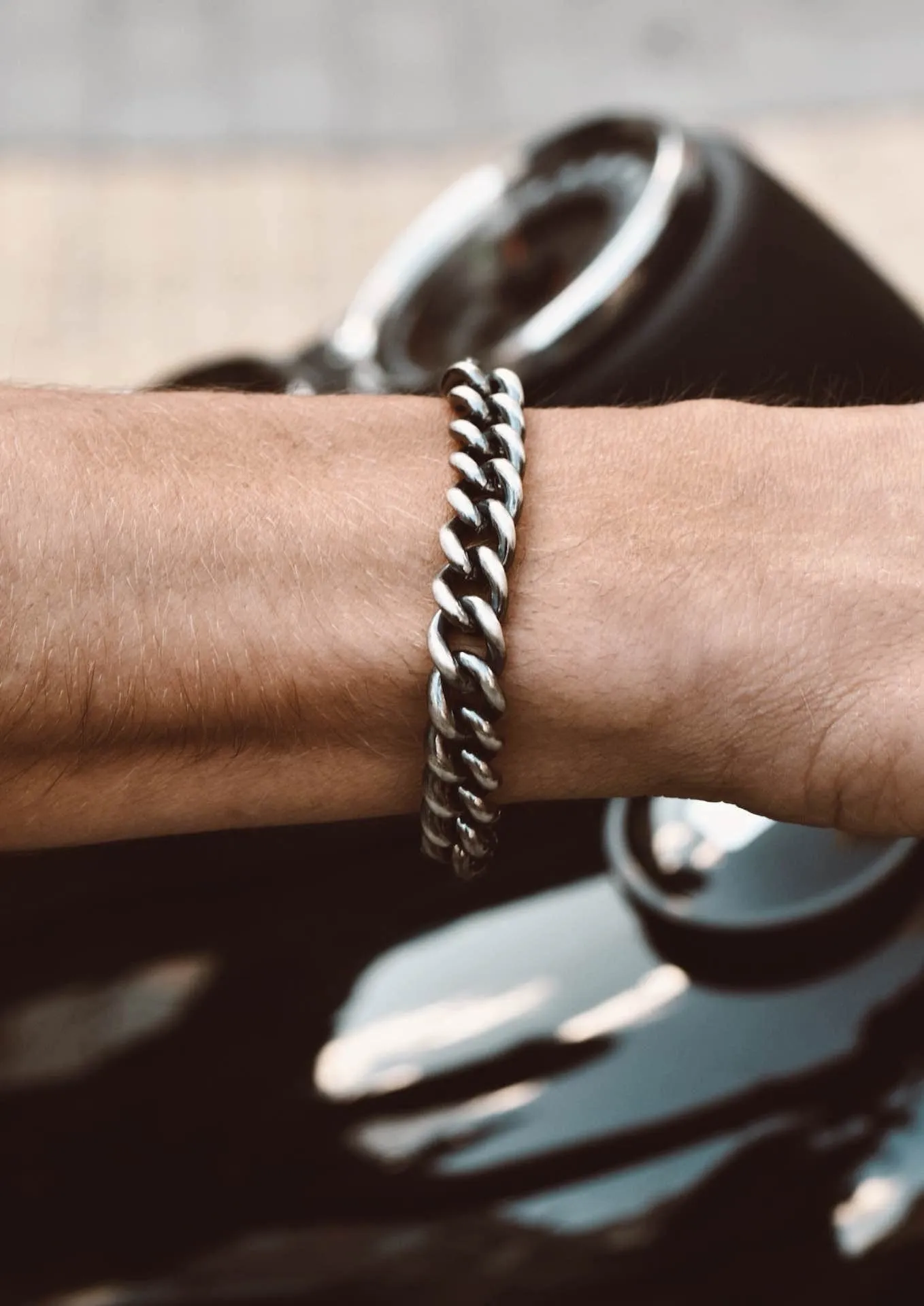 Anchor Chain Bracelet Oxidized Silver