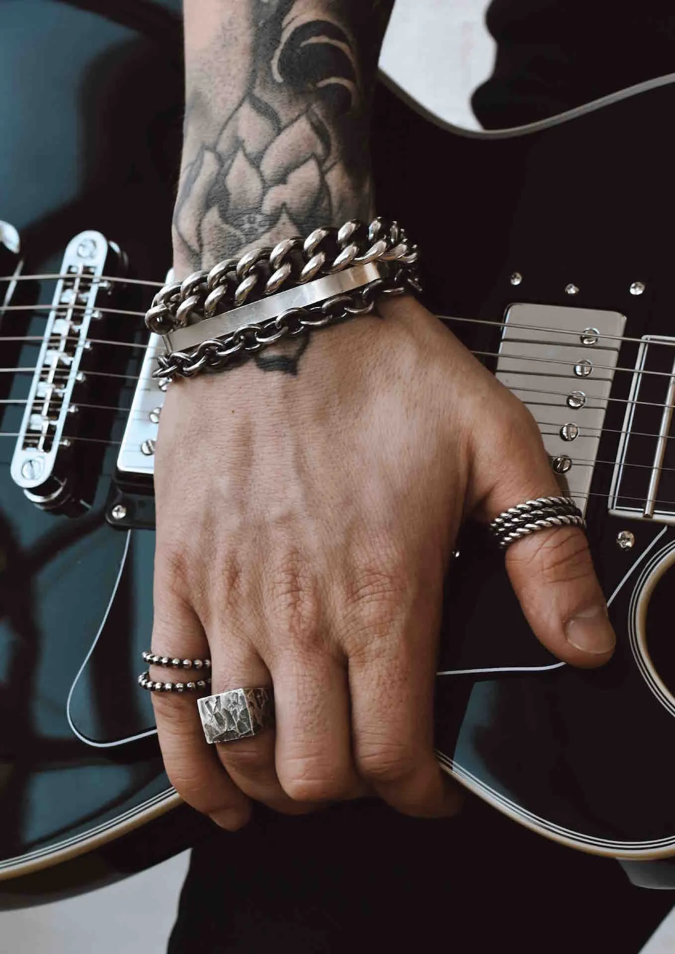 Anchor Chain Bracelet Oxidized Silver