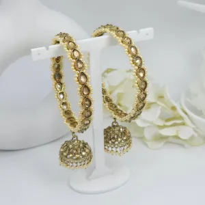 Antique Gold Pearl Jhumka Bangles