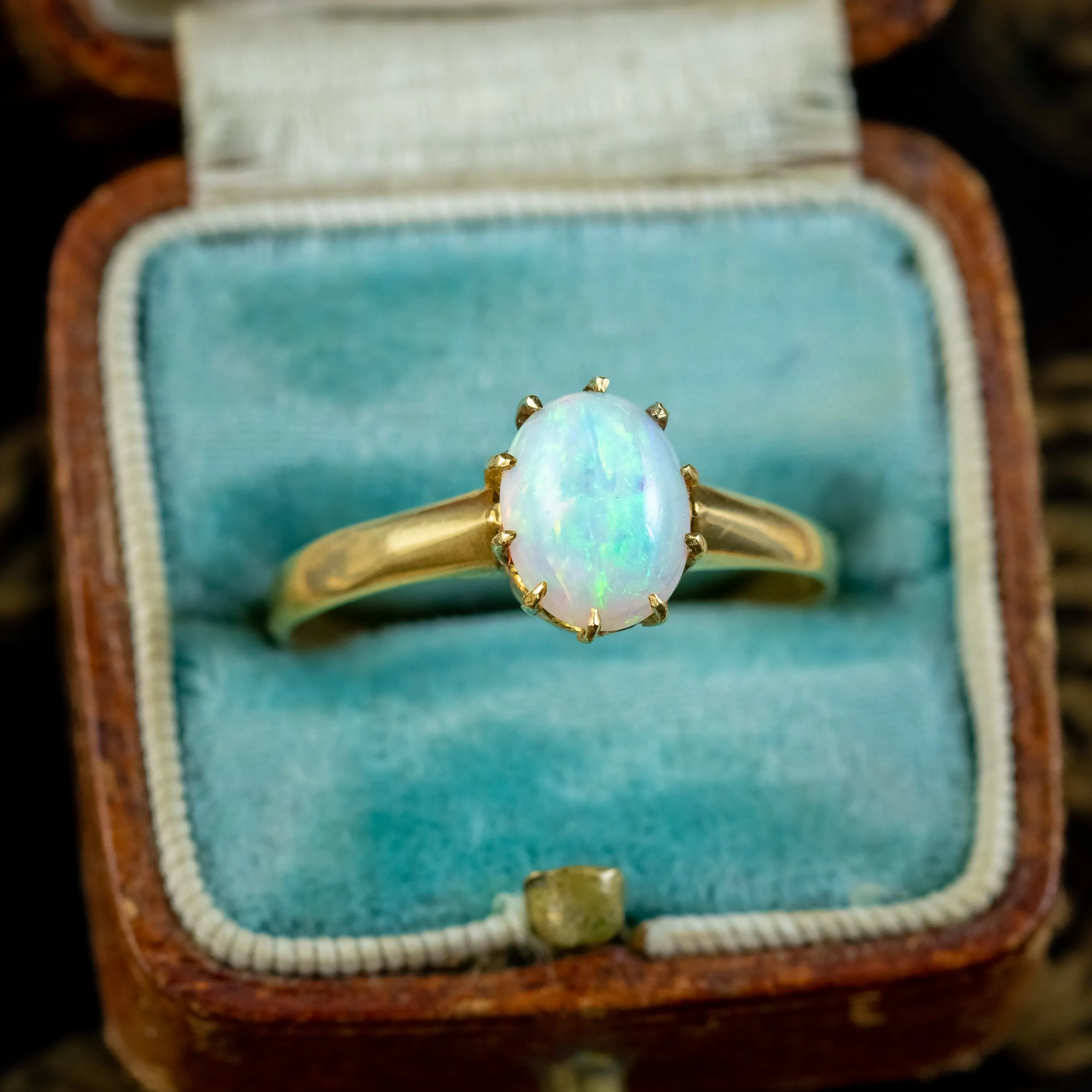 Antique Victorian Natural Opal Solitaire Ring 1.6ct Opal