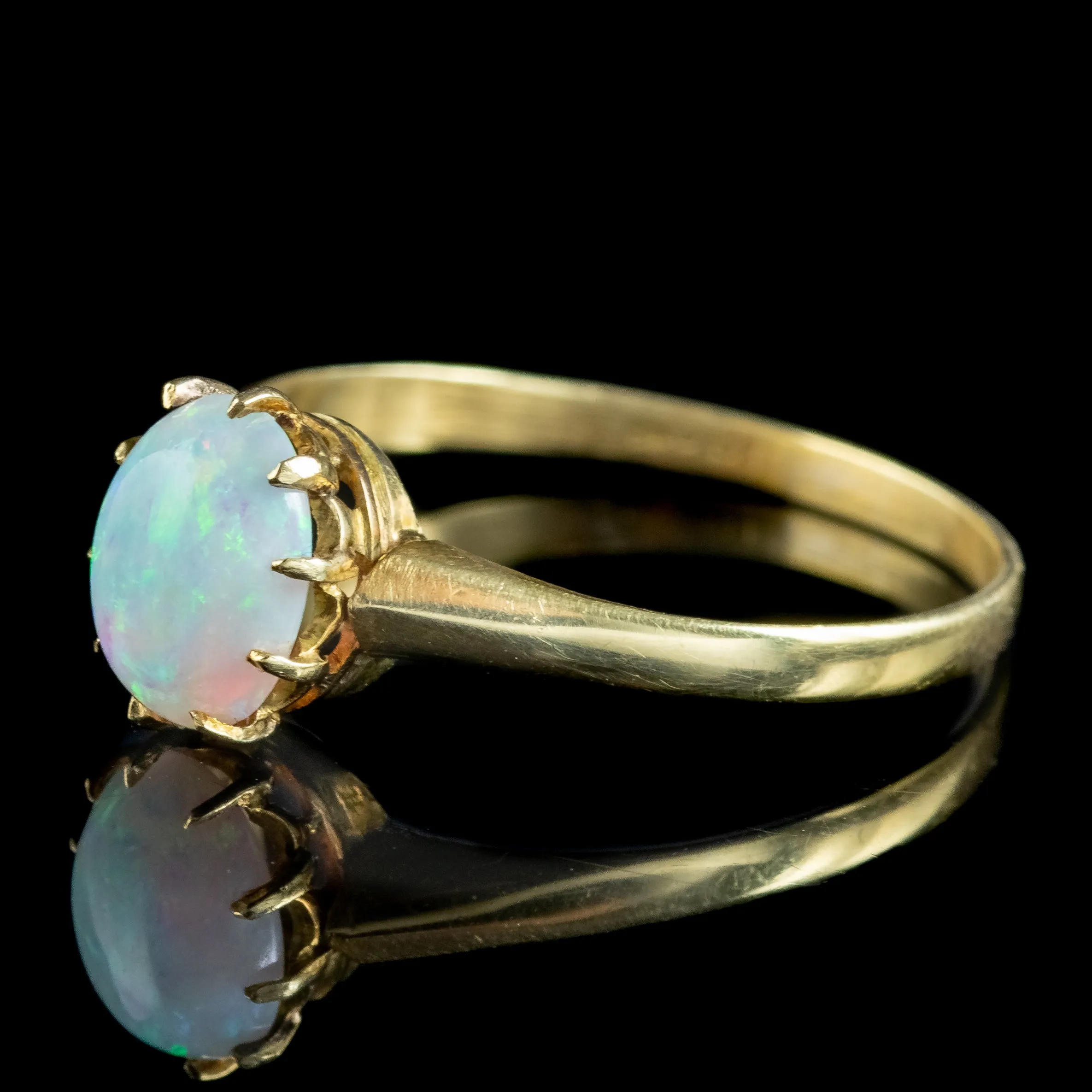 Antique Victorian Natural Opal Solitaire Ring 1.6ct Opal