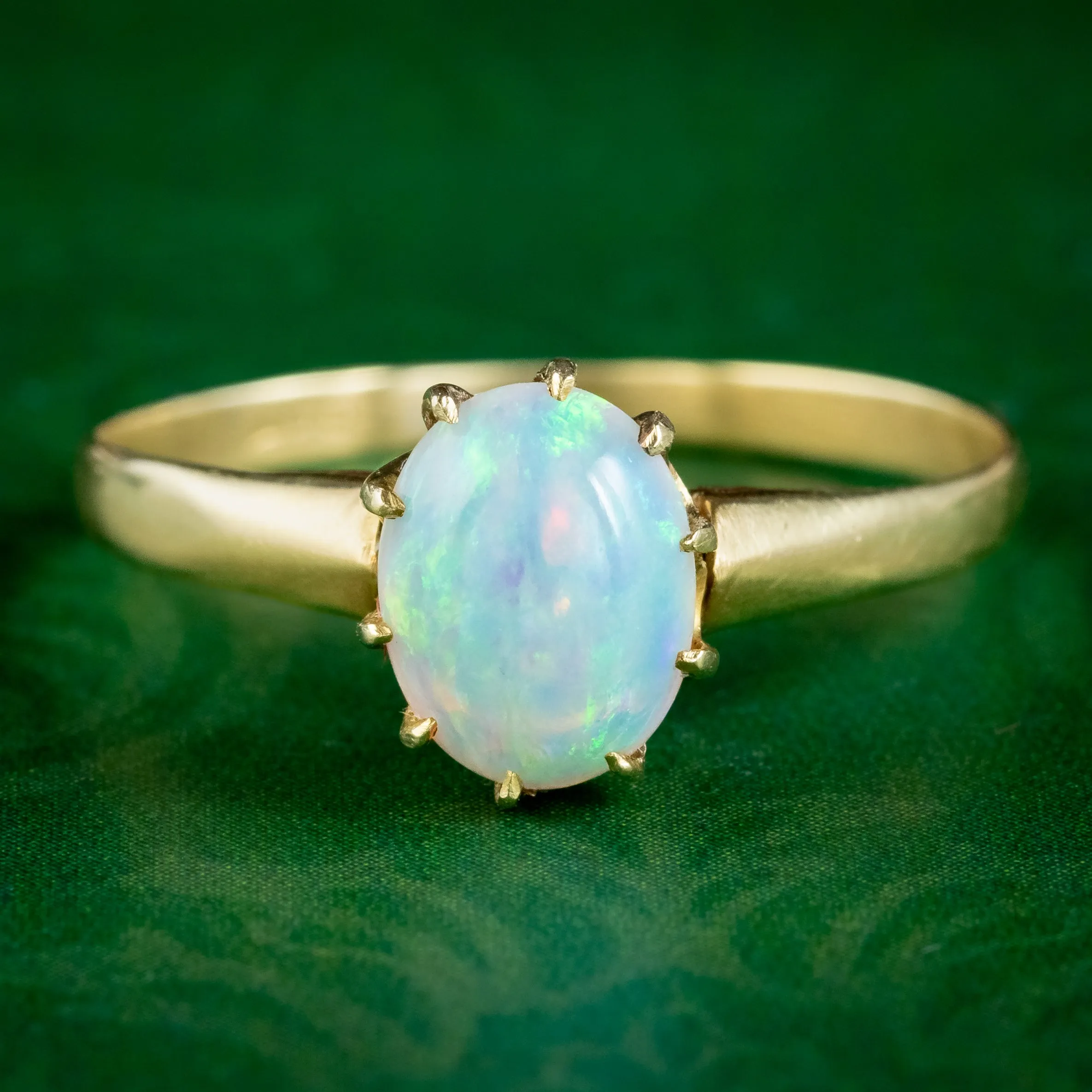 Antique Victorian Natural Opal Solitaire Ring 1.6ct Opal