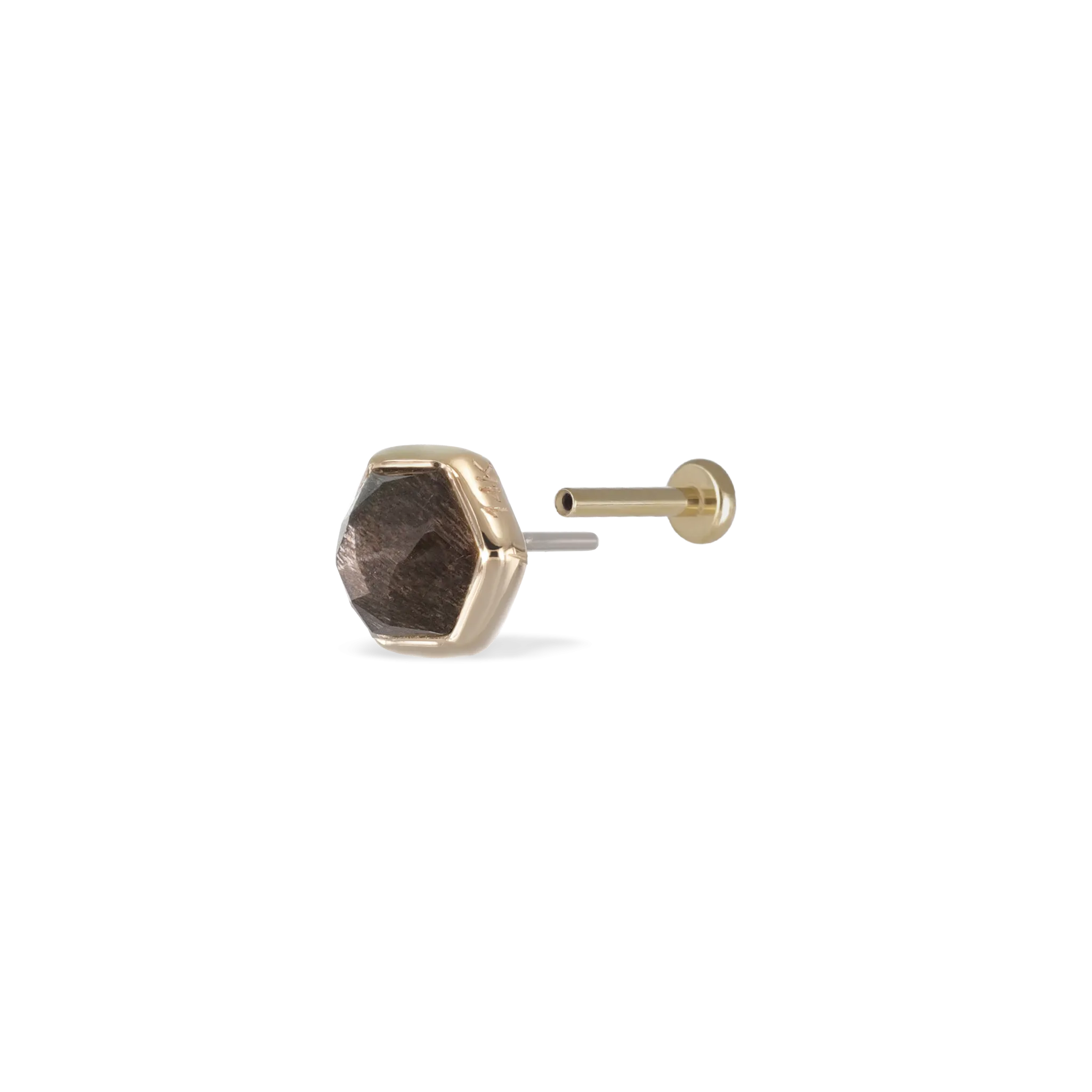 Aria •  14K Gold Black Labradorite Threadless Ends • HoneyComb