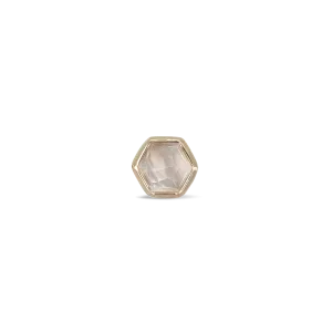 Aria •  14K Gold Honeycomb Gemstone Threadless Ends • Grey Moonstone