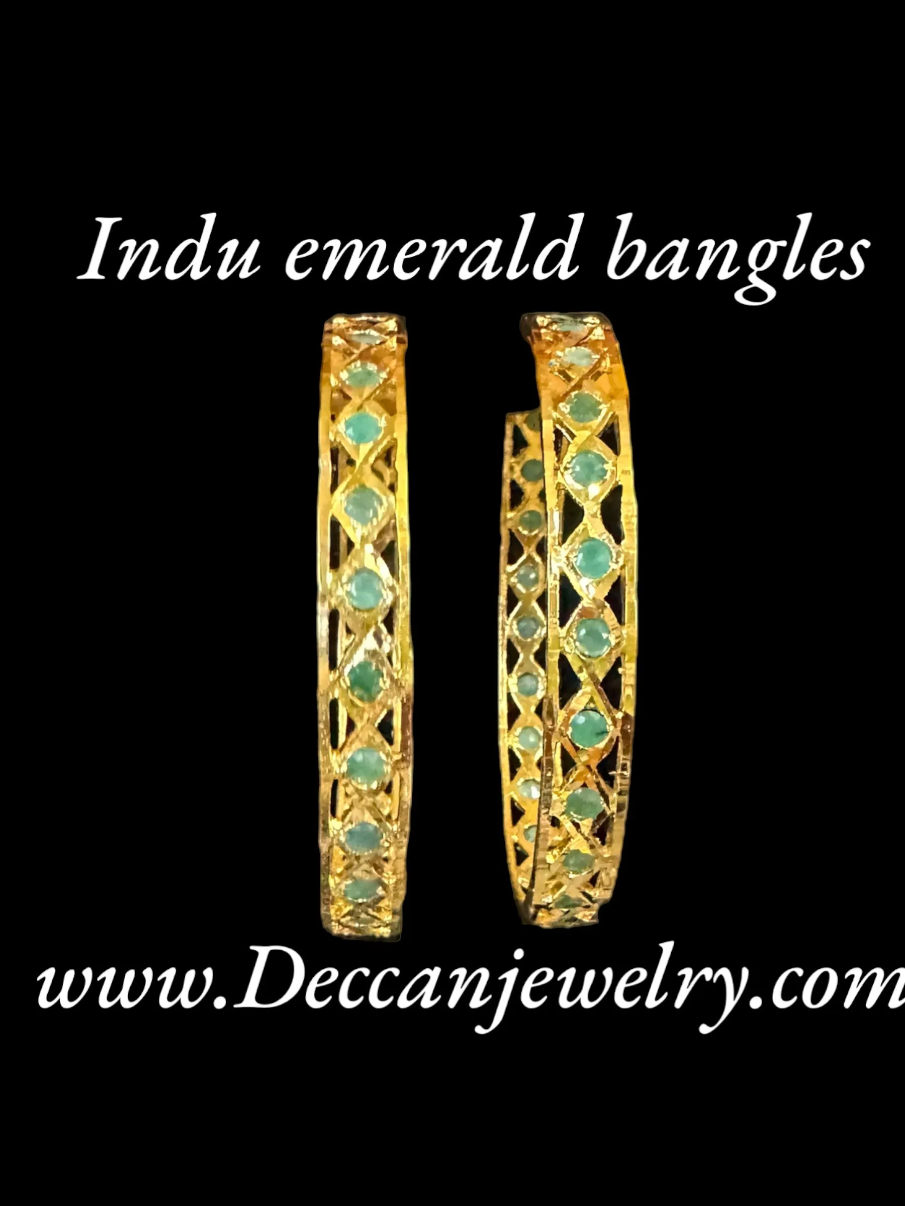 B142 INDU emerald bangles -1 pair ( READY TO SHIP )