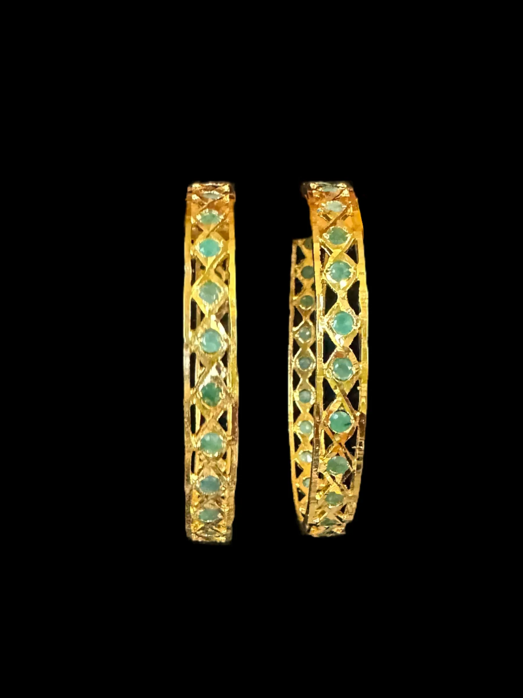 B142 INDU emerald bangles -1 pair ( READY TO SHIP )