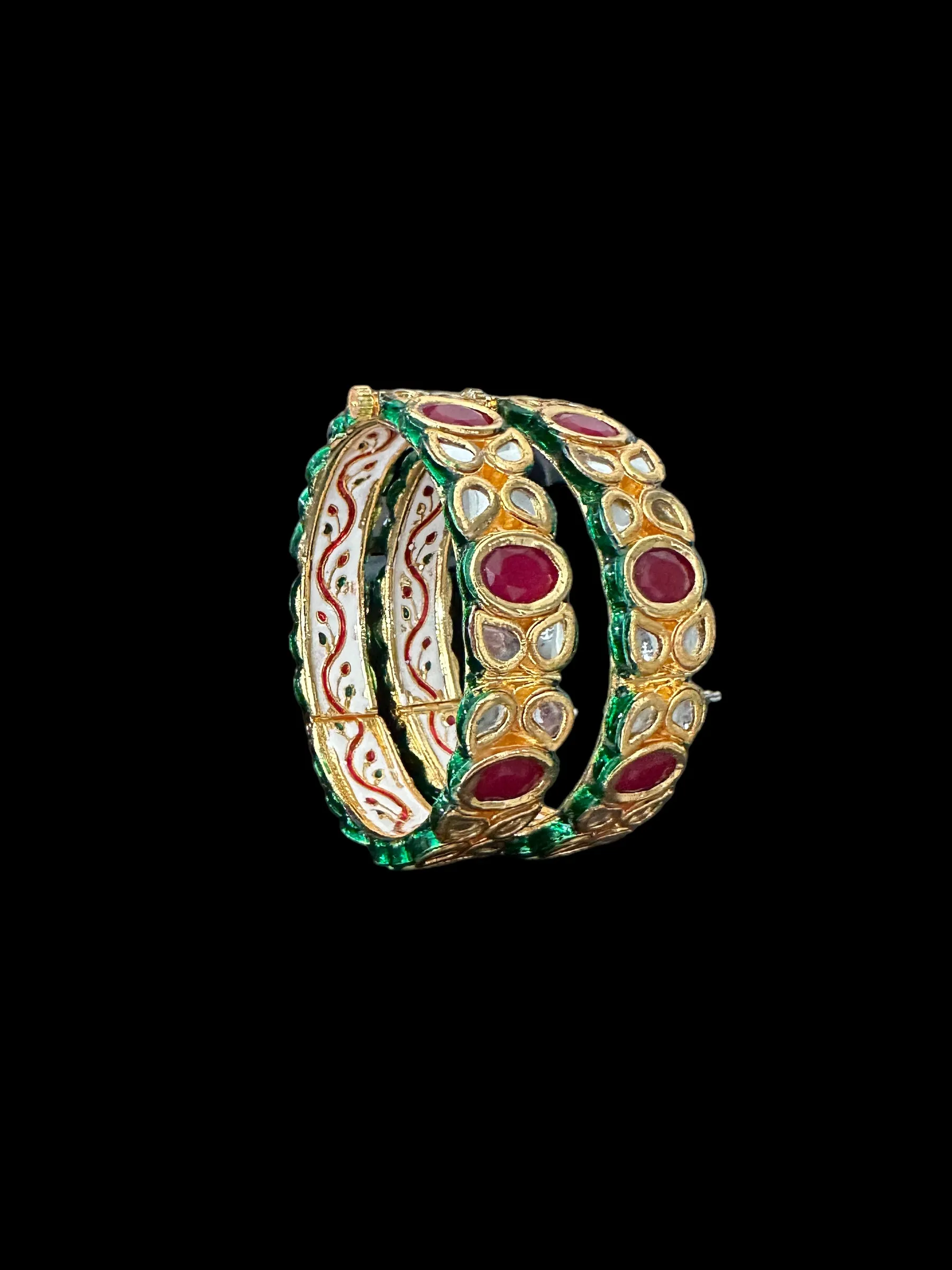 B178 Amelia kundan bangles in red / ruby  ( READY TO SHIP )