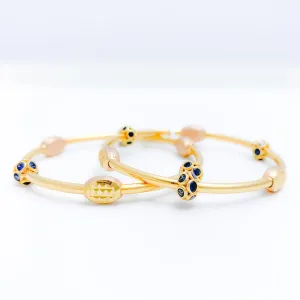 Beautiful Three-Tone CZ Baby 22k Gold Bangles