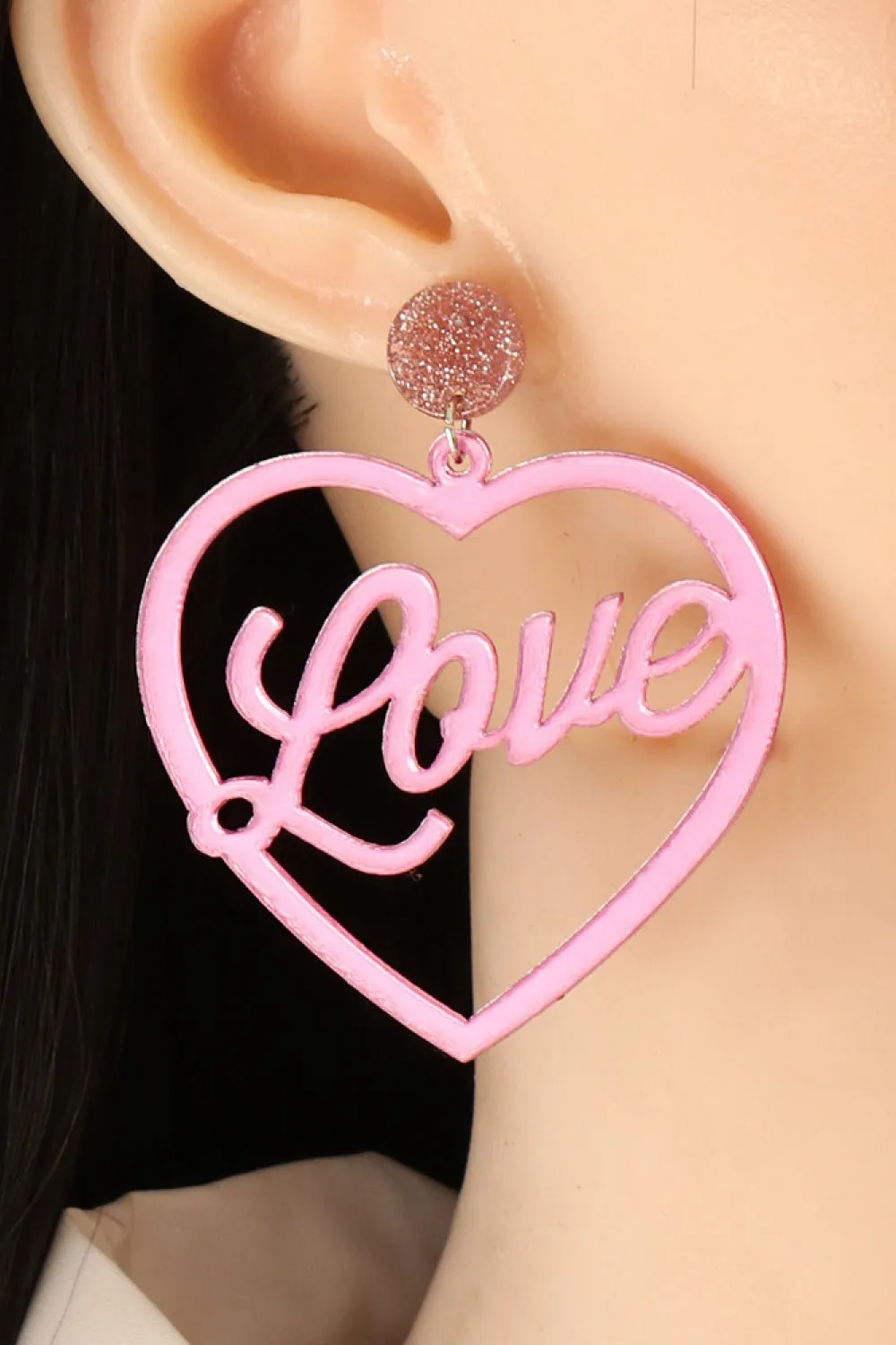 Big Love Heart Dangle Earrings