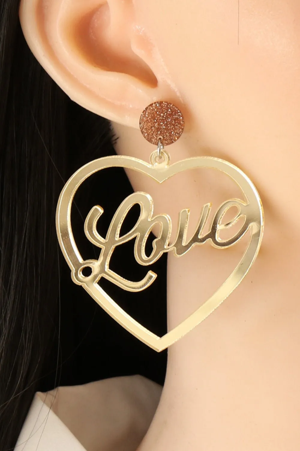 Big Love Heart Dangle Earrings