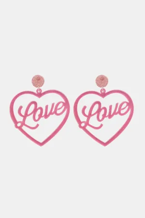 Big Love Heart Dangle Earrings