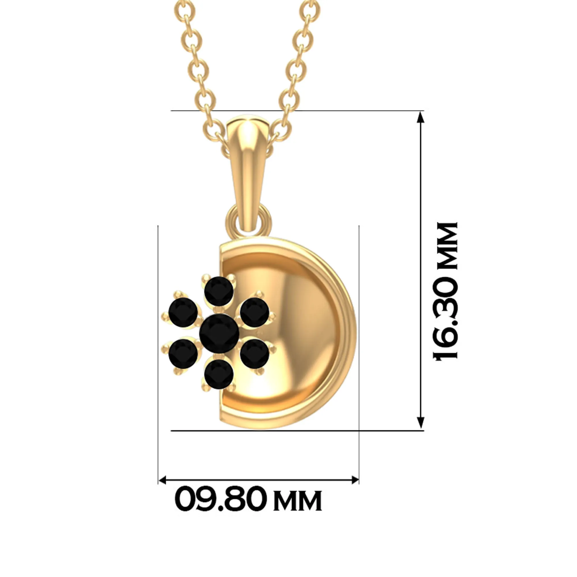 Black Onyx Cluster and Gold Disc Pendant for Women