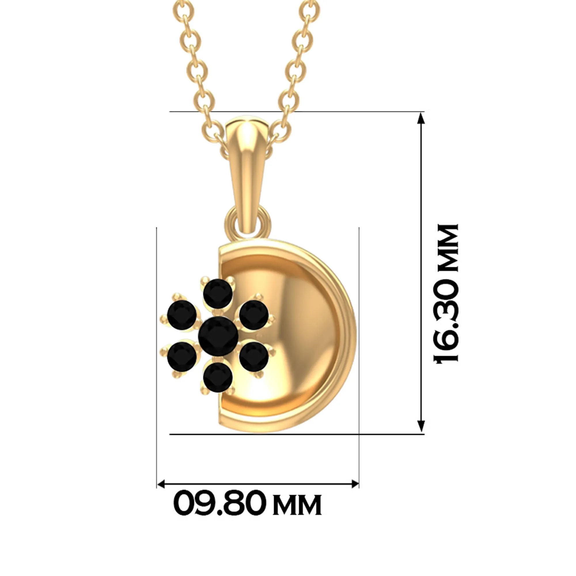 Black Onyx Cluster and Gold Disc Pendant for Women