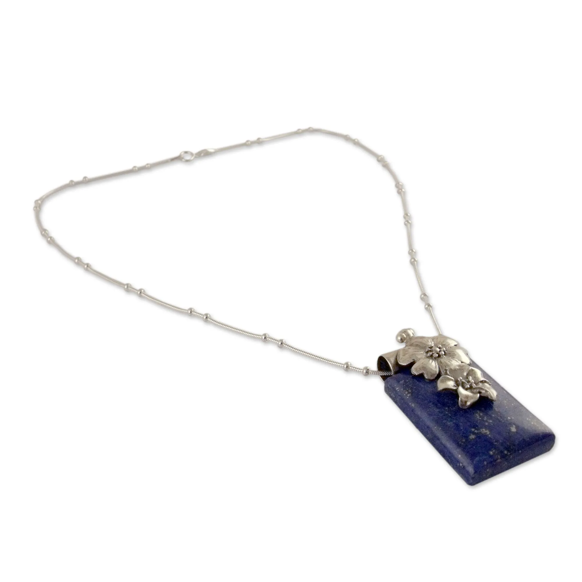 Blue Lily Lapis Lazuli & Sterling Silver Pendant Necklace