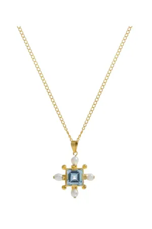 BLUE TOPAZ CROSS NECKLACE