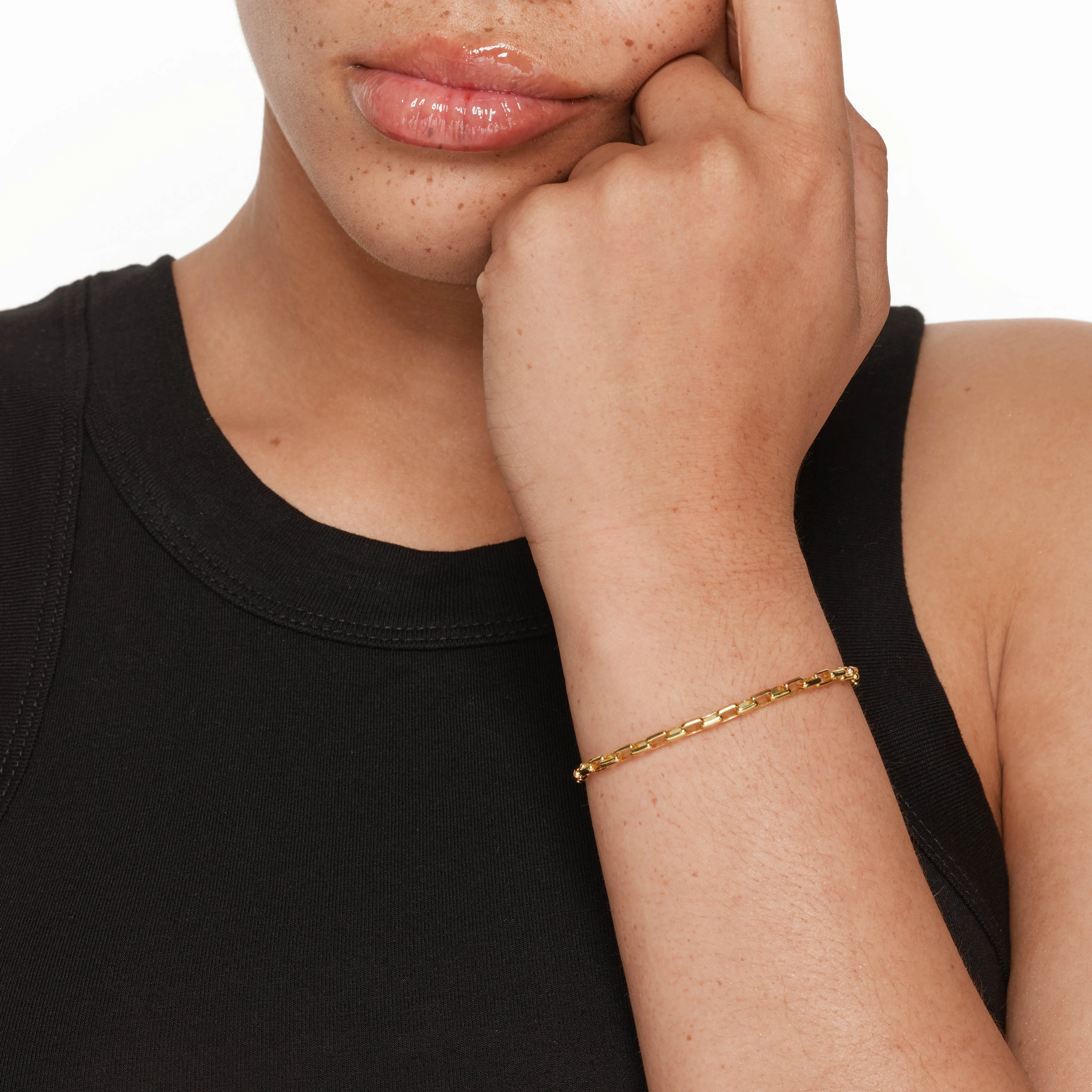 Box Paperclip Chain Bracelet in Gold