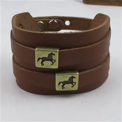 Brown Extra Wide Leather Cuff Bracelet Man's