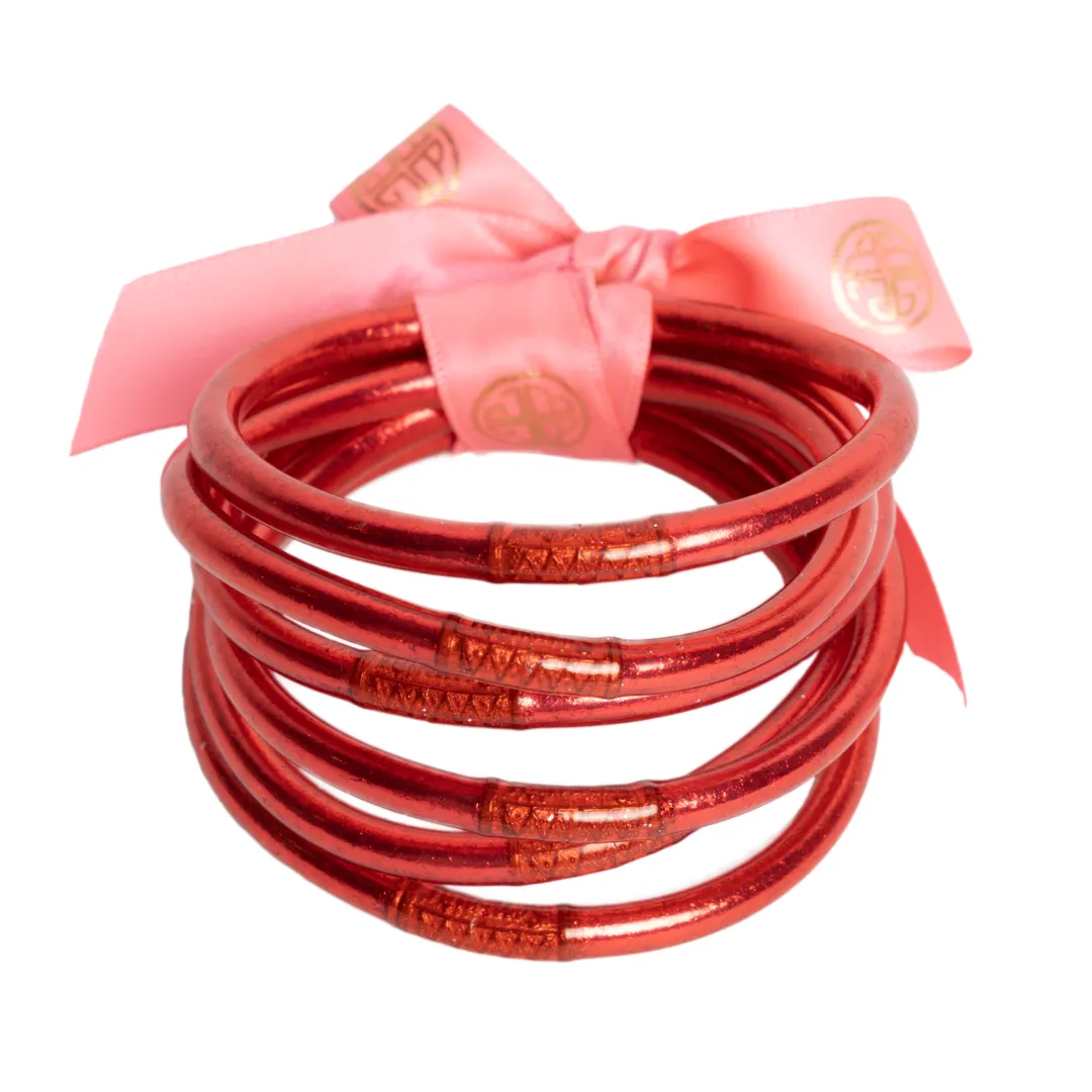 BuDhaGirl | Set of Six | All Weather Bangles in BDG Pink/Red