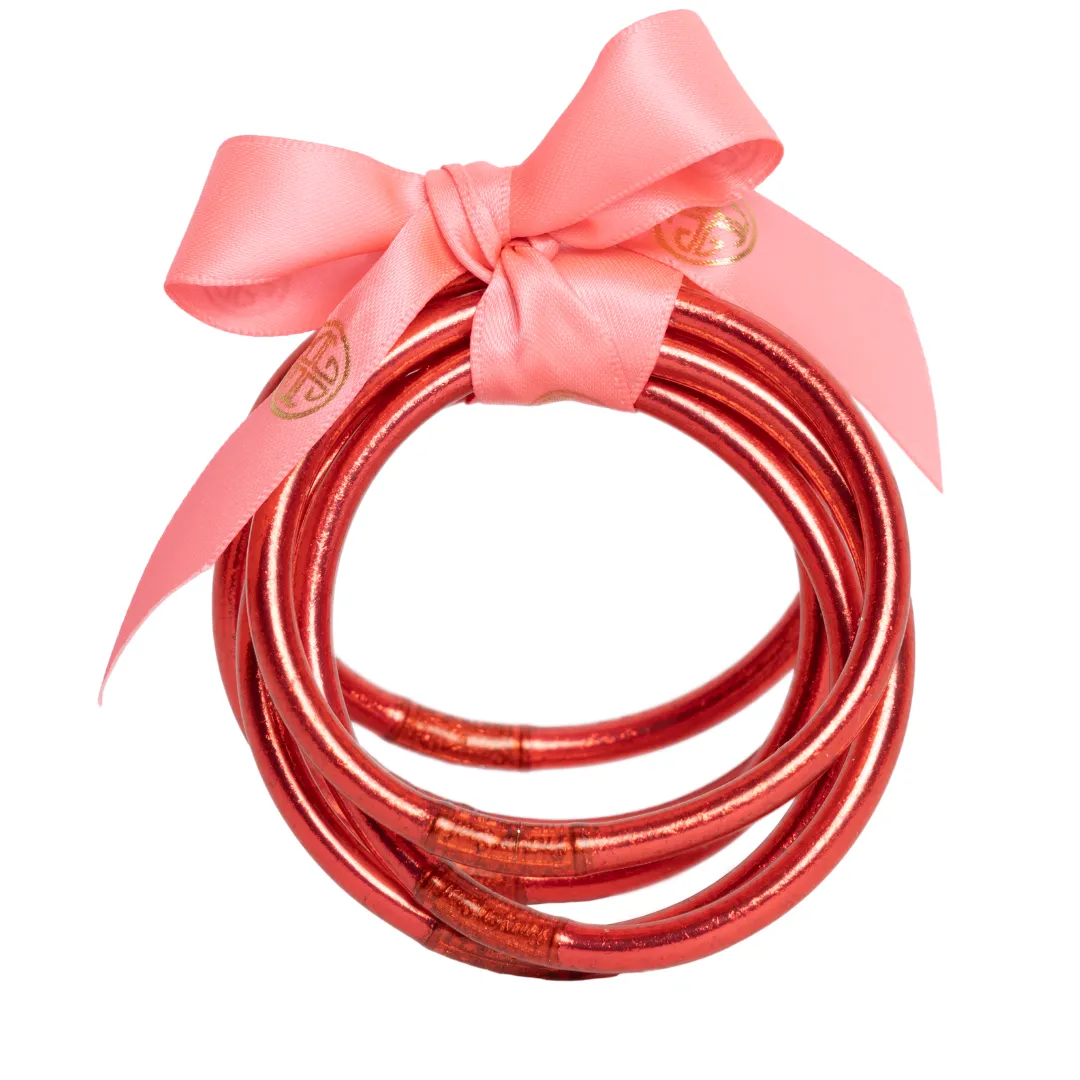 BuDhaGirl | Set of Six | All Weather Bangles in BDG Pink/Red